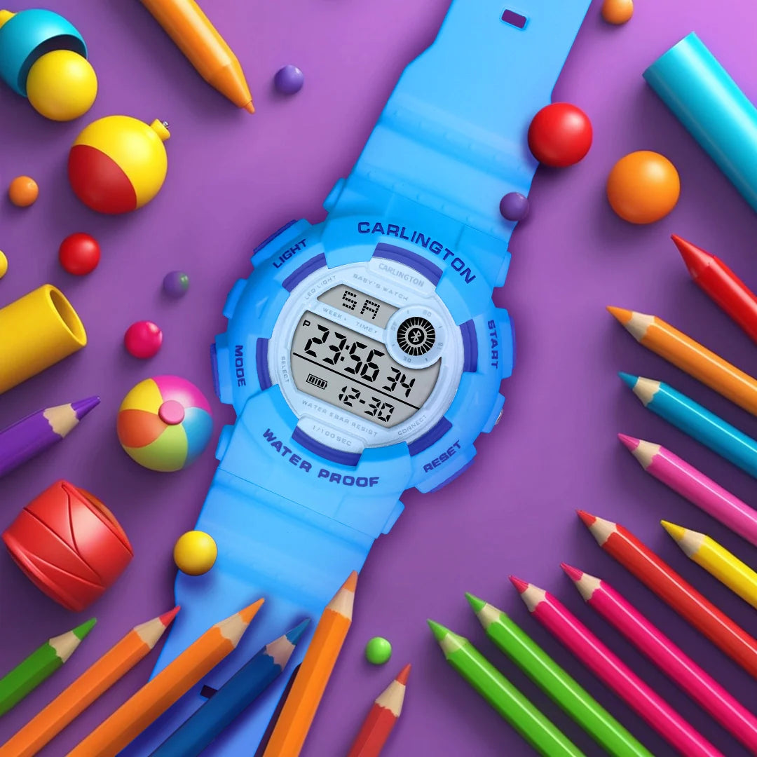 Carlington Digital Kids Watch with Alarm and Date Display - Junior 9121 Blue