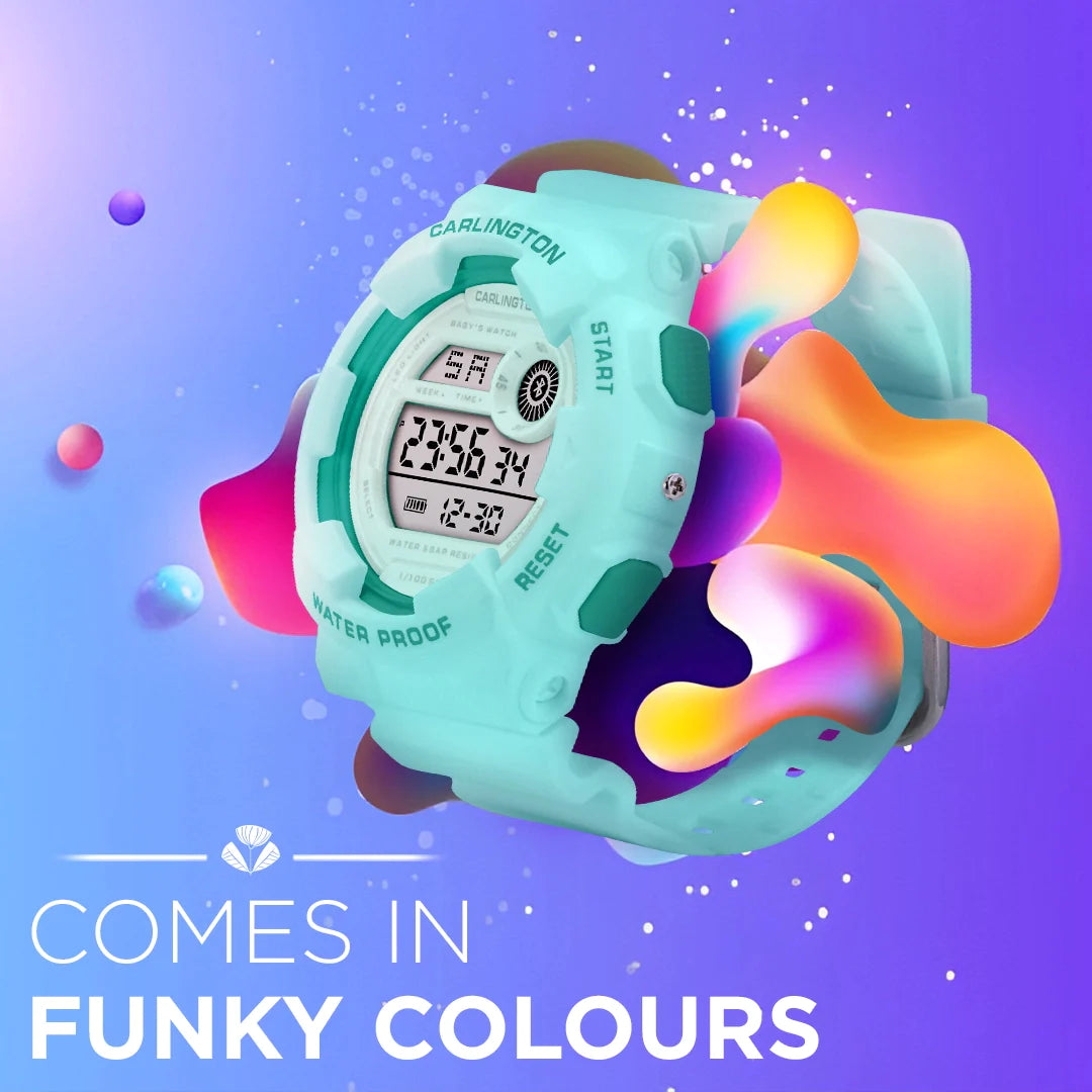 Carlington Digital Kids Watch with Alarm and Date Display - Junior 9121 Green