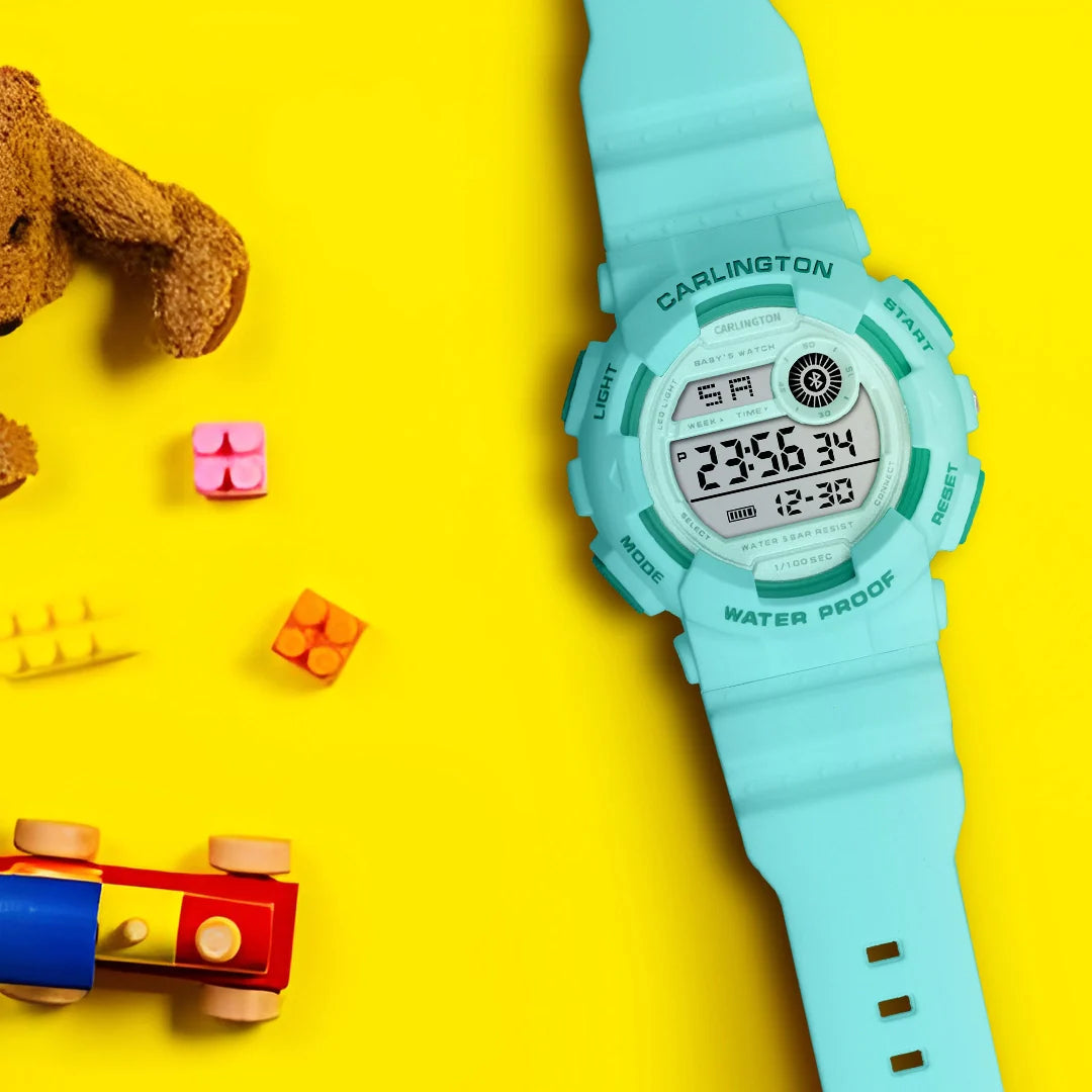 Carlington Digital Kids Watch with Alarm and Date Display - Junior 9121 Green