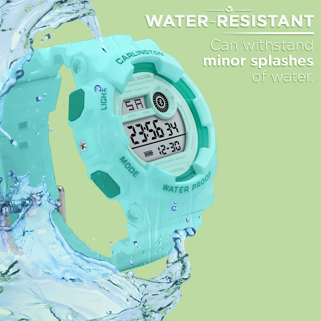 Carlington Digital Kids Watch with Alarm and Date Display - Junior 9121 Green
