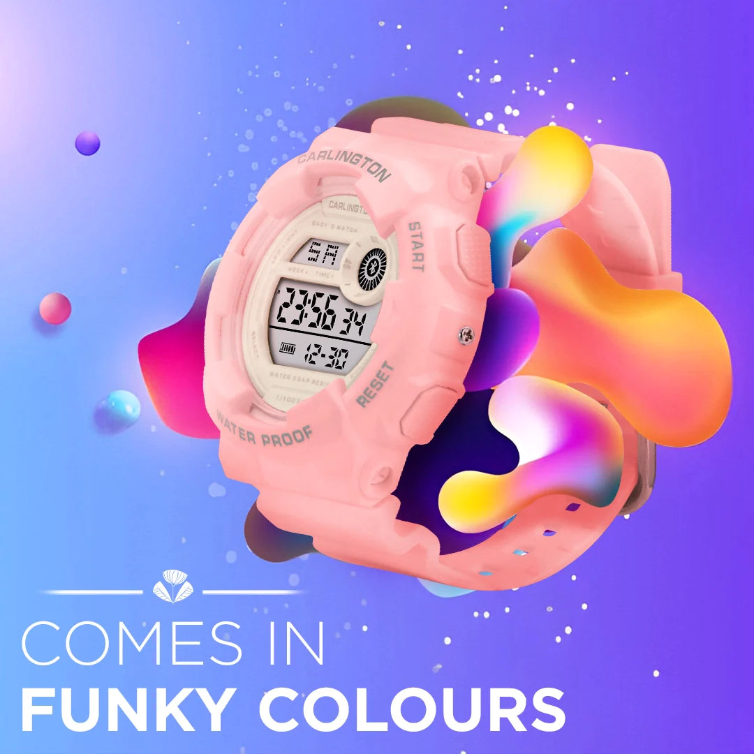 Carlington Digital Kids Watch with Alarm and Date Display - Junior 9121 Pink