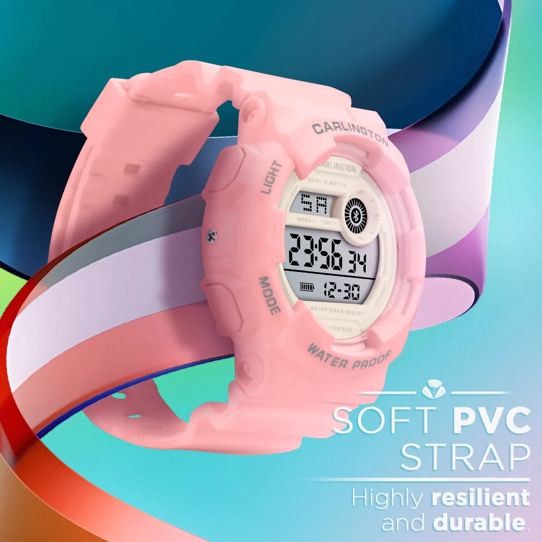 Carlington Digital Kids Watch with Alarm and Date Display - Junior 9121 Pink