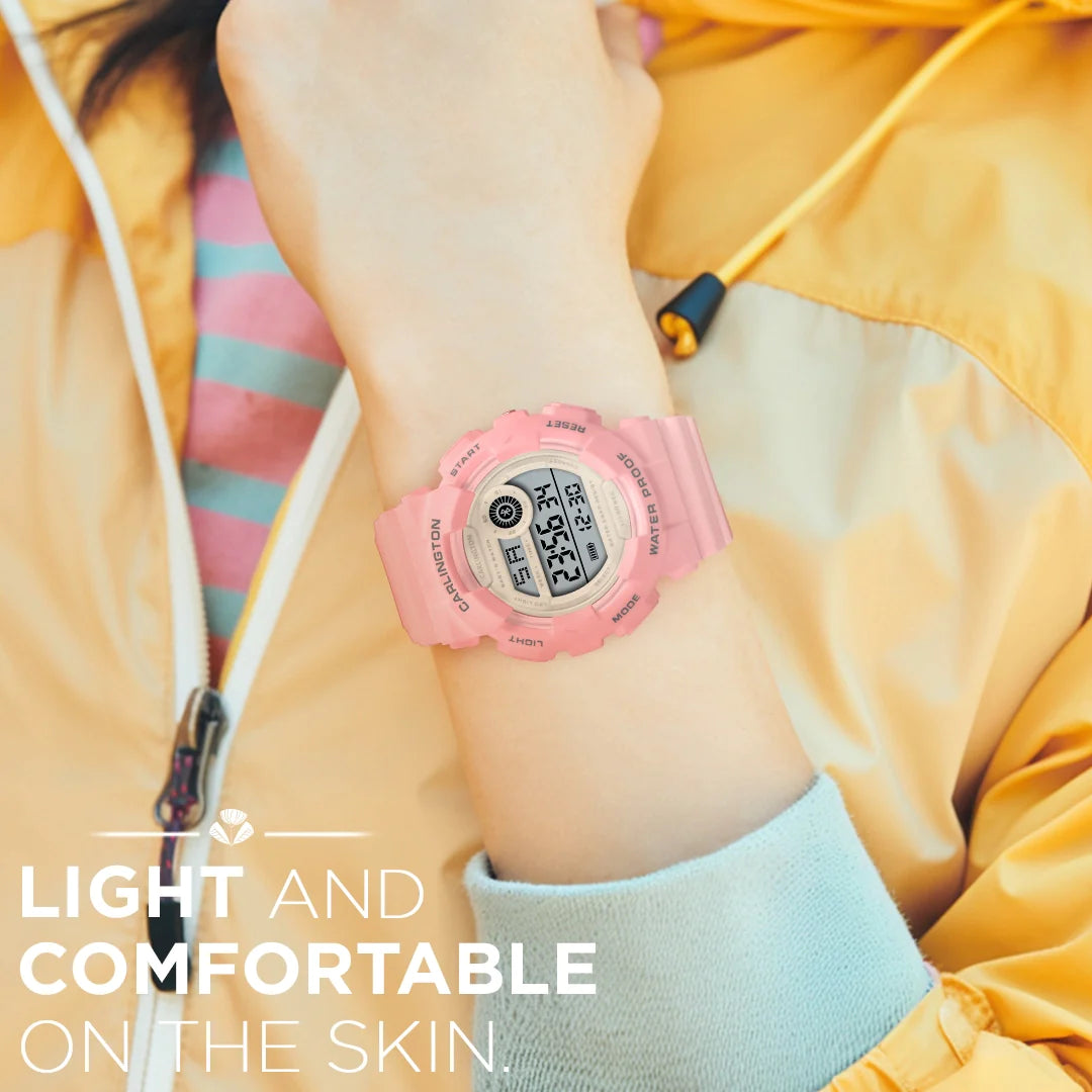 Carlington Digital Kids Watch with Alarm and Date Display - Junior 9121 Pink