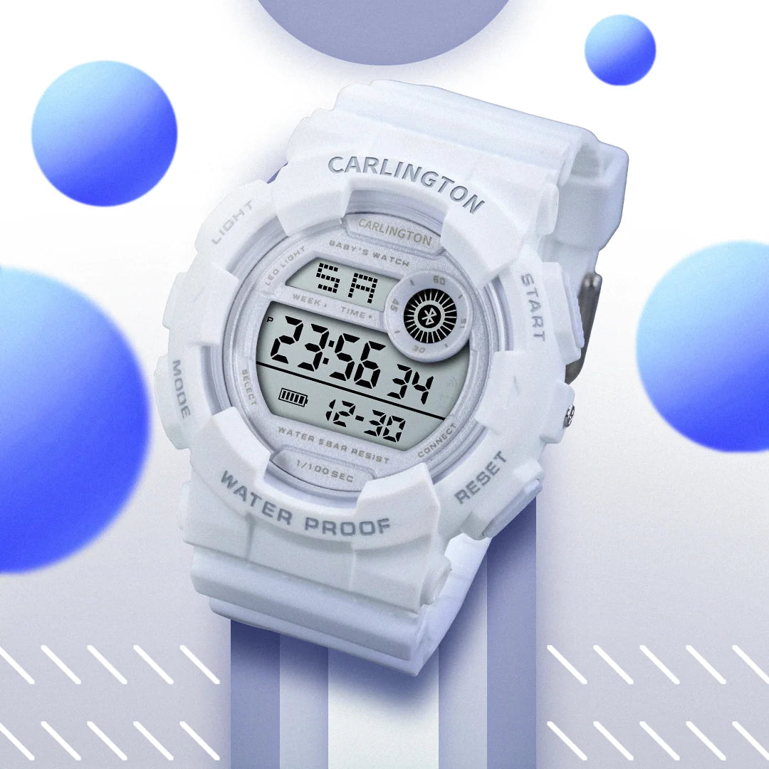 Carlington Digital Kids Watch with Alarm and Date Display - Junior 9121 White
