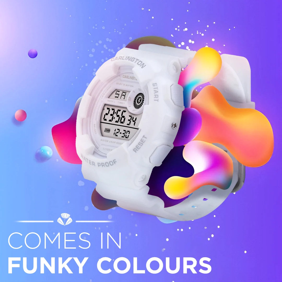 Carlington Digital Kids Watch with Alarm and Date Display - Junior 9121 White