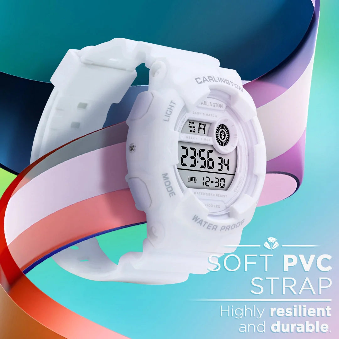 Carlington Digital Kids Watch with Alarm and Date Display - Junior 9121 White