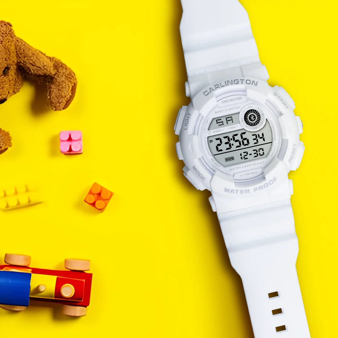 Carlington Digital Kids Watch with Alarm and Date Display - Junior 9121 White