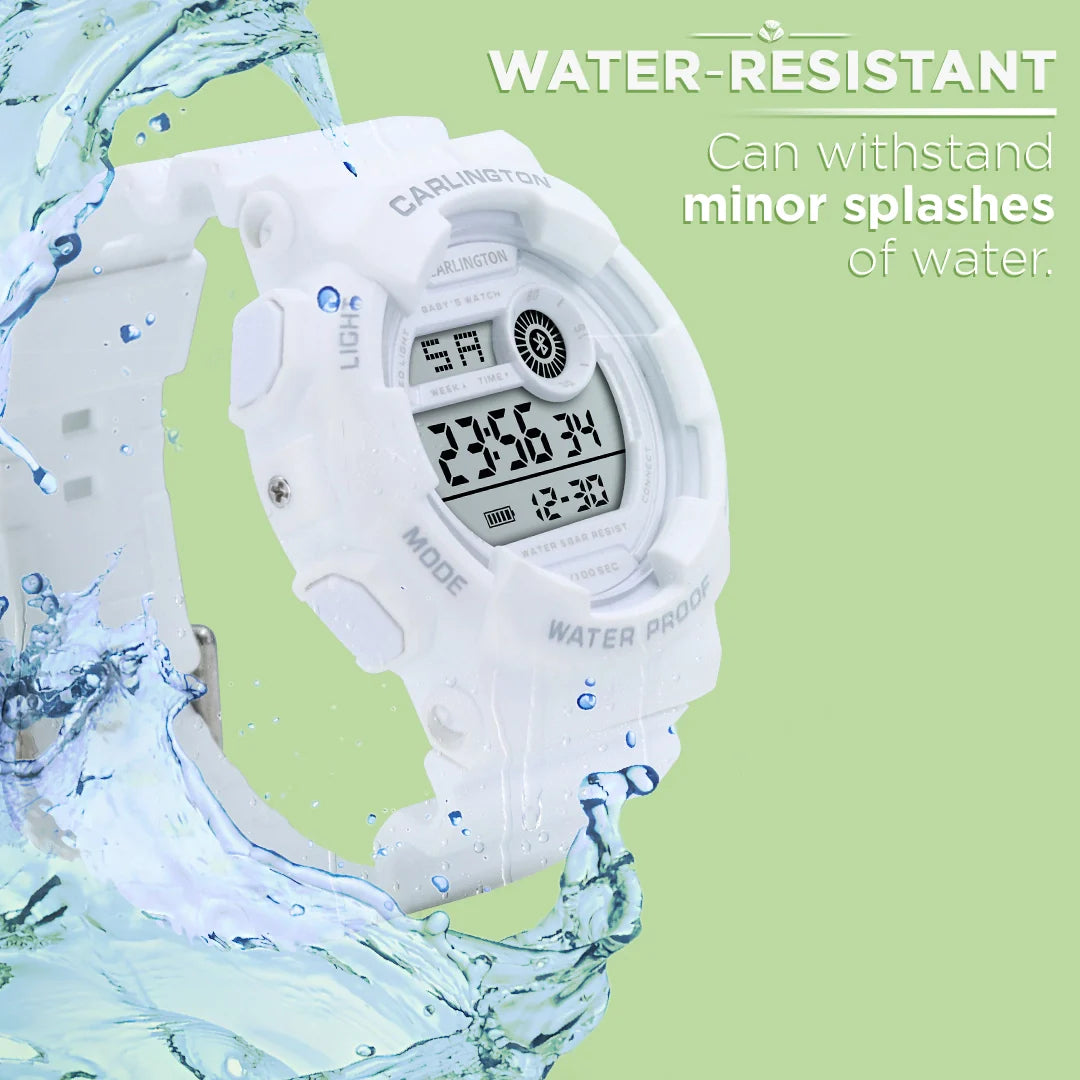 Carlington Digital Kids Watch with Alarm and Date Display - Junior 9121 White