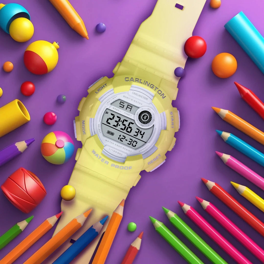Carlington Digital Kids Watch with Alarm and Date Display - Junior 9121 Yellow