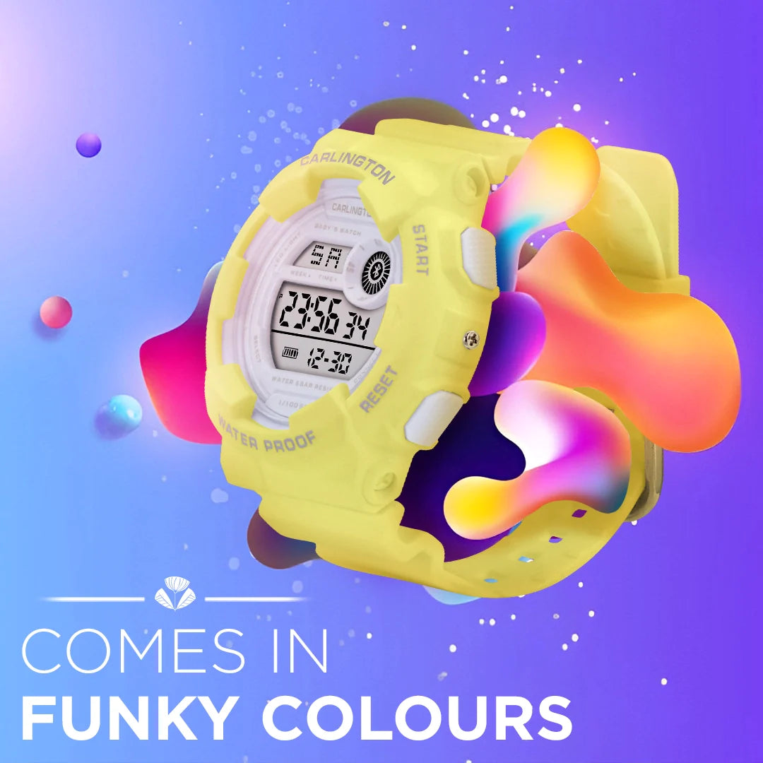 Carlington Digital Kids Watch with Alarm and Date Display - Junior 9121 Yellow