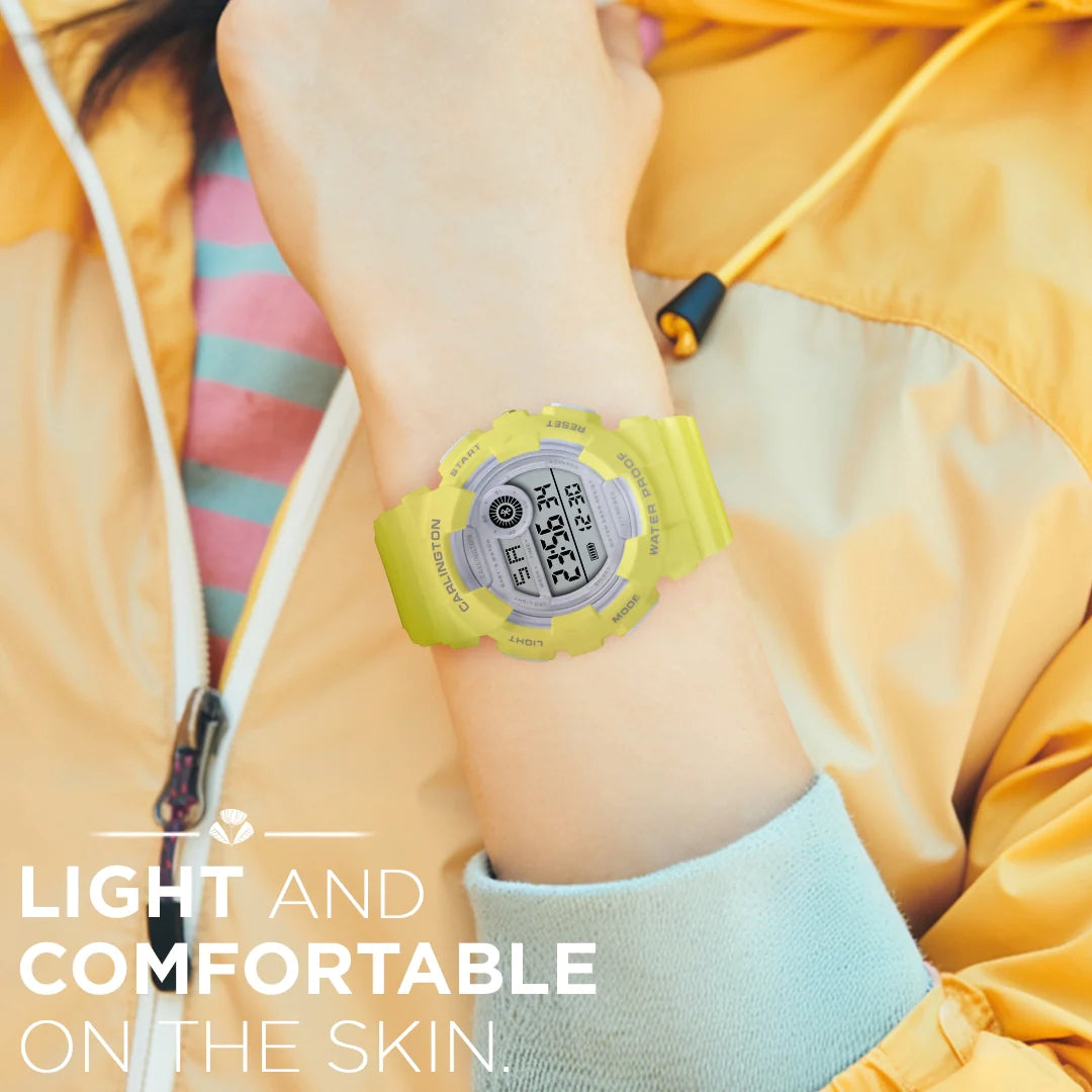 Carlington Digital Kids Watch with Alarm and Date Display - Junior 9121 Yellow