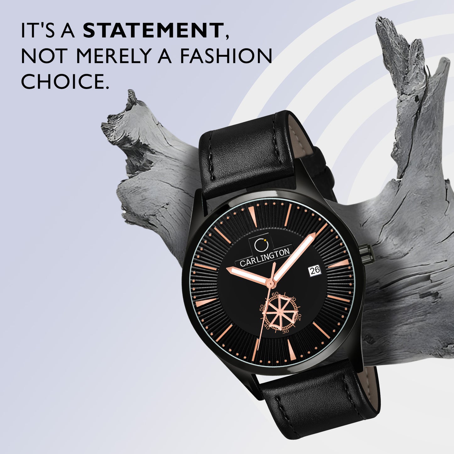Carlington Elite CT1020 Water Resistant Leather Watch With Date Display- For Men