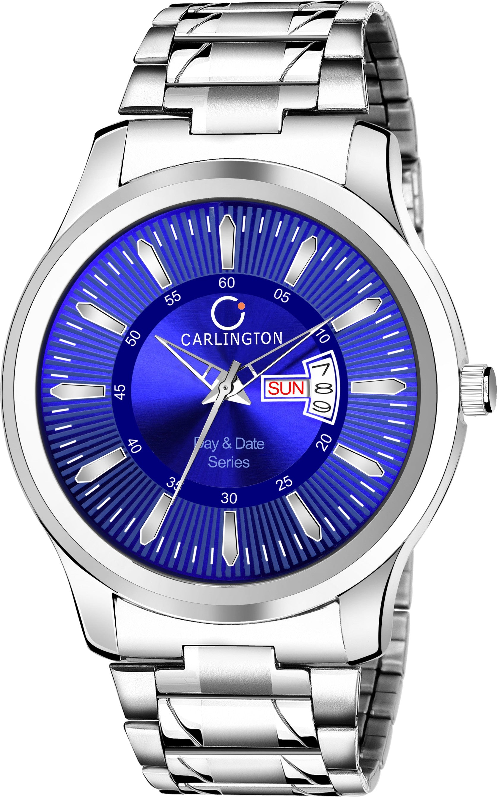 Carlington Men Stainless Steel Watch With Day and Date Display