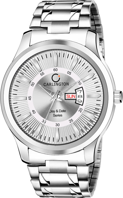 Carlington Men Stainless Steel Watch With Day and Date Display