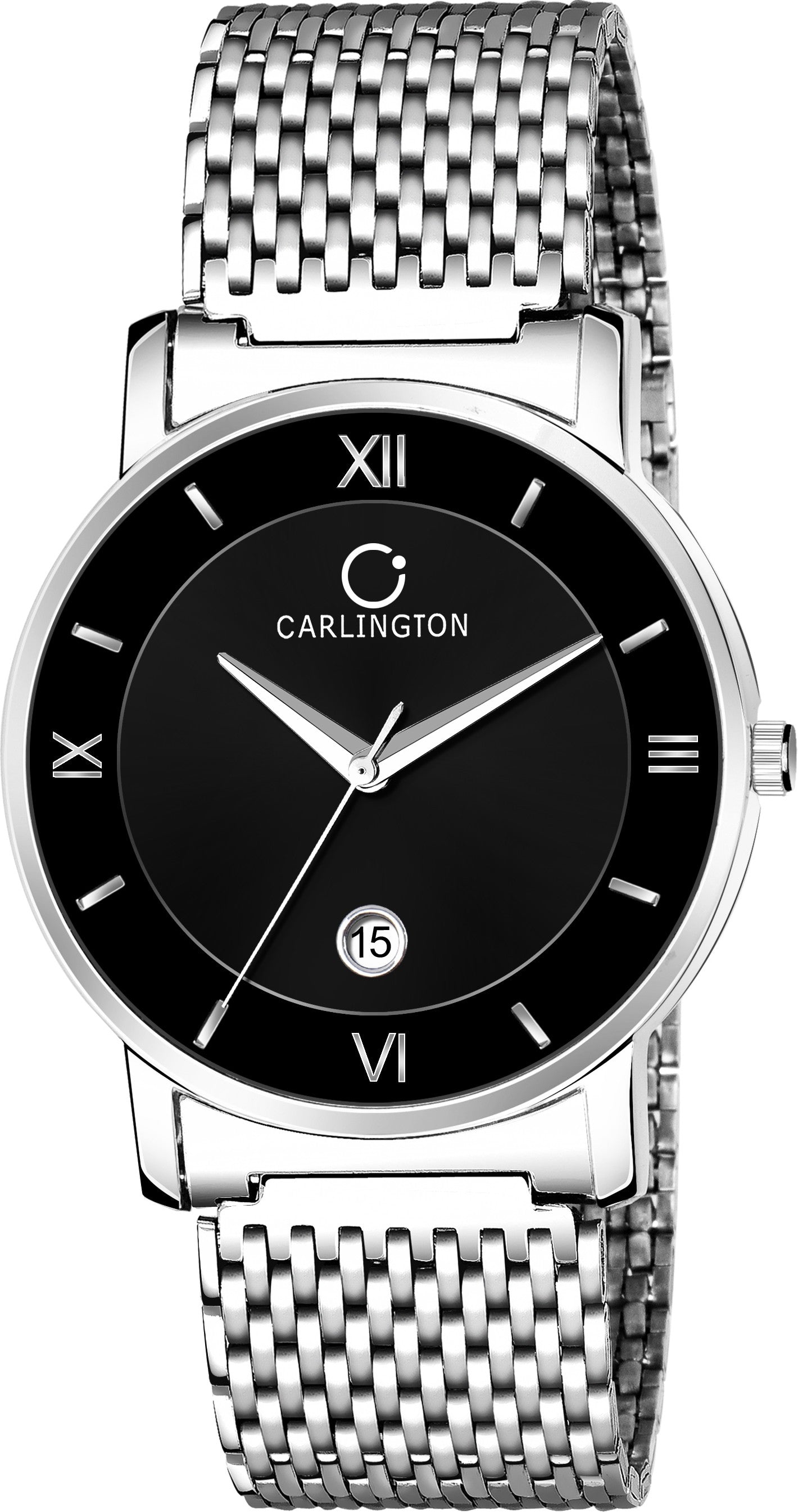 Carlington Men Stainless Steel Watch With Date Display